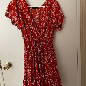 Red floral dress